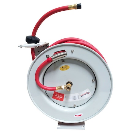 Interstate Pneumatics Professional Grade Retractable Hose Reel with 3/8 Inch x 50 feet Rubber Hose HSR80-64